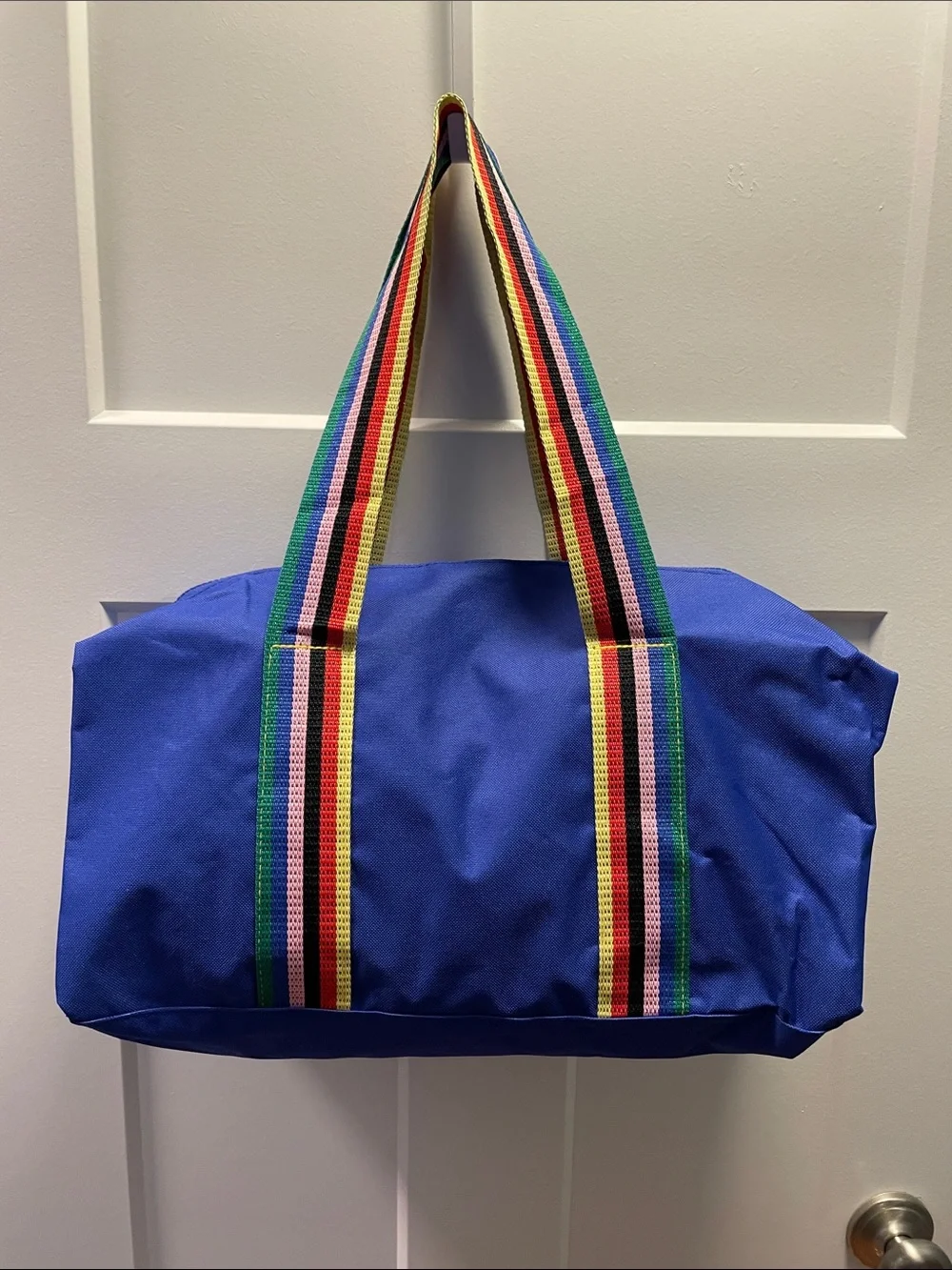 Bloomingdale's Royal Blue Mini Duffel with 🌈 Straps